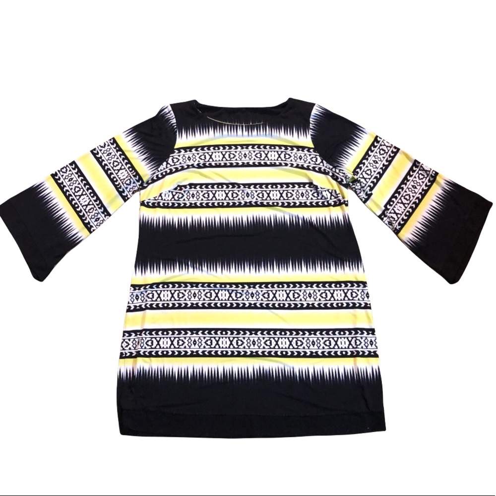 Plus Size Dress Silky PolySpandex Bell Sleeve Pullover Black White Yello…